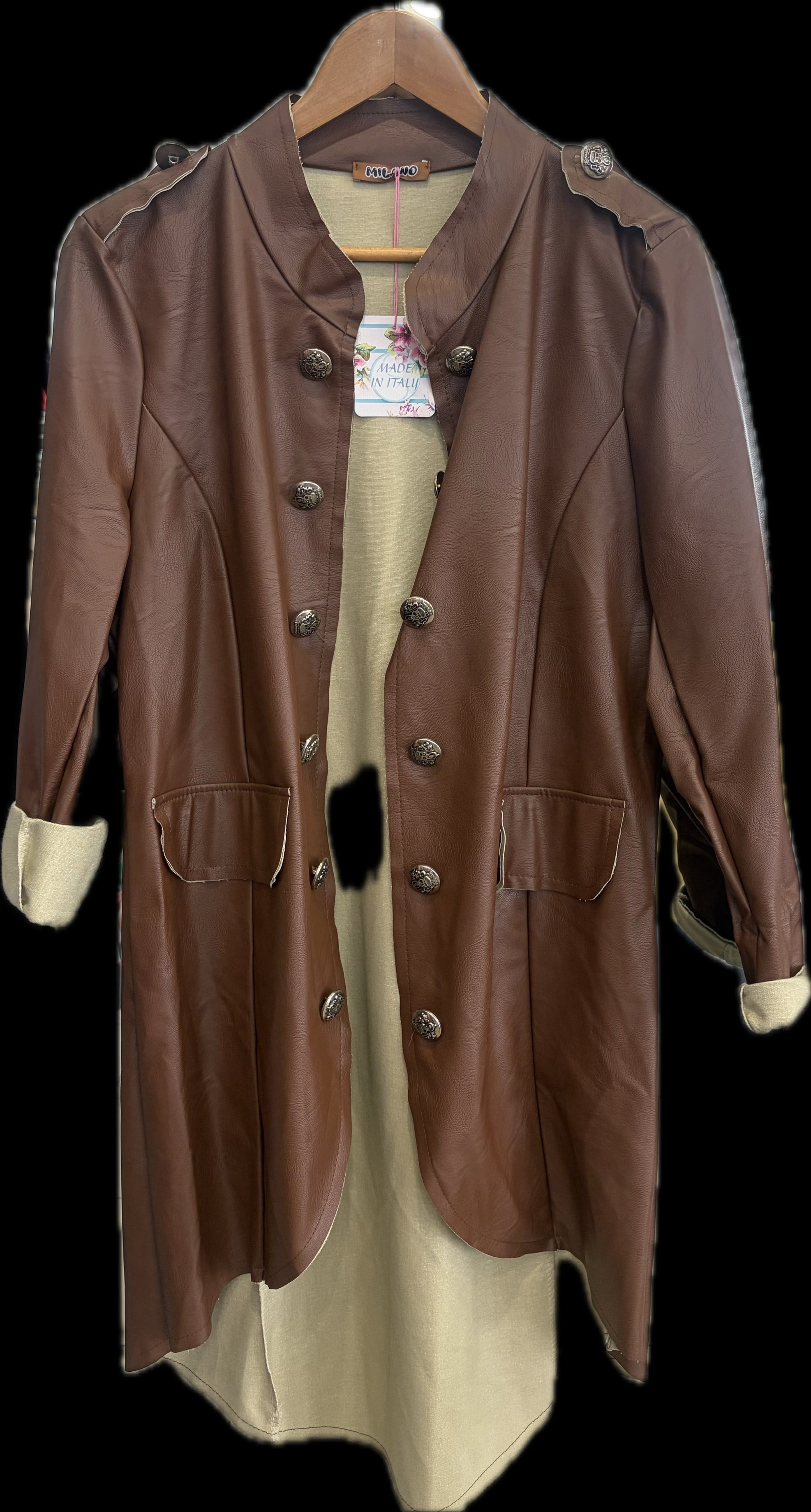 BUTTON DETAILED LEATHER JACKET 4443
