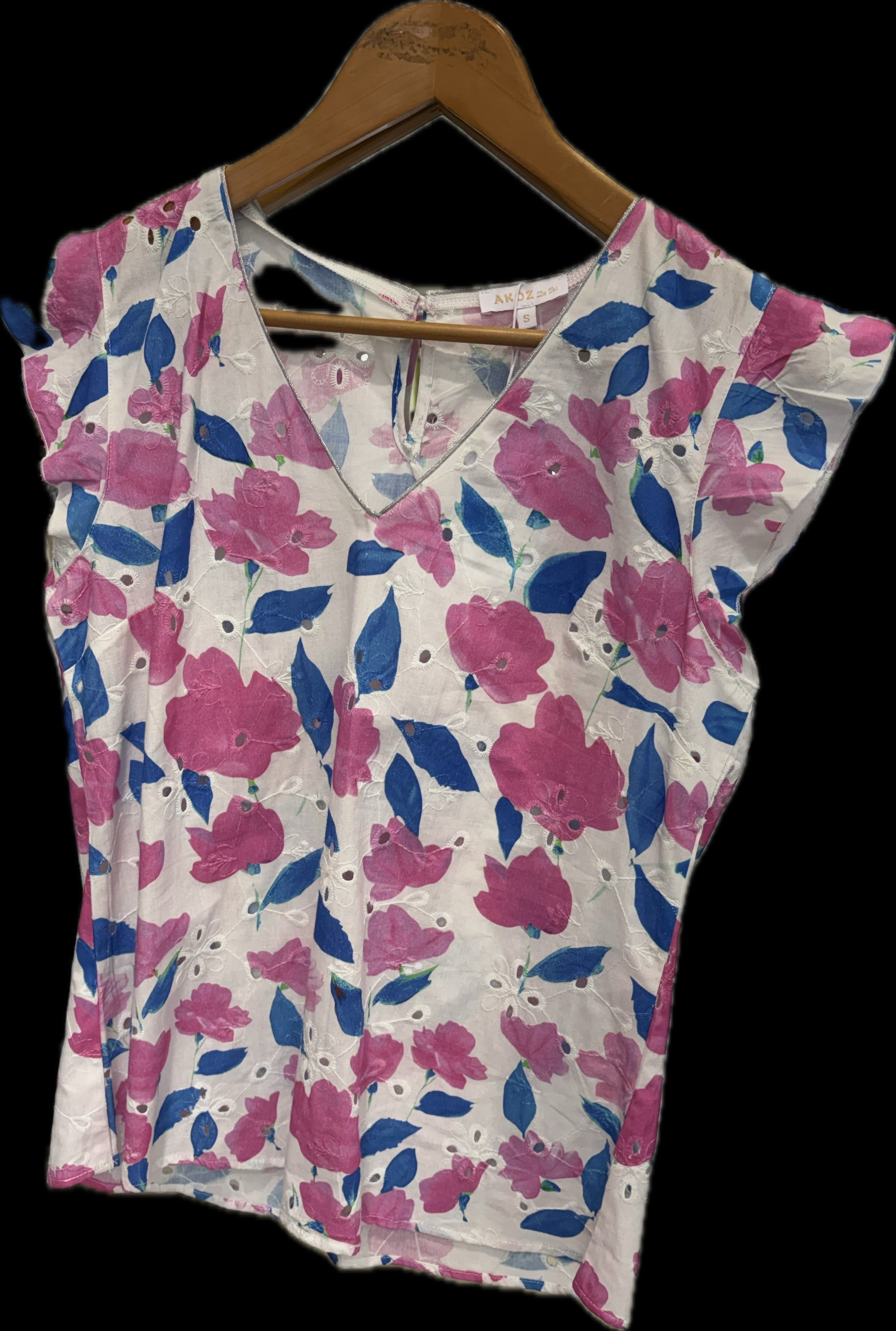 AKOZ FLORAL V-NECK TOP A126