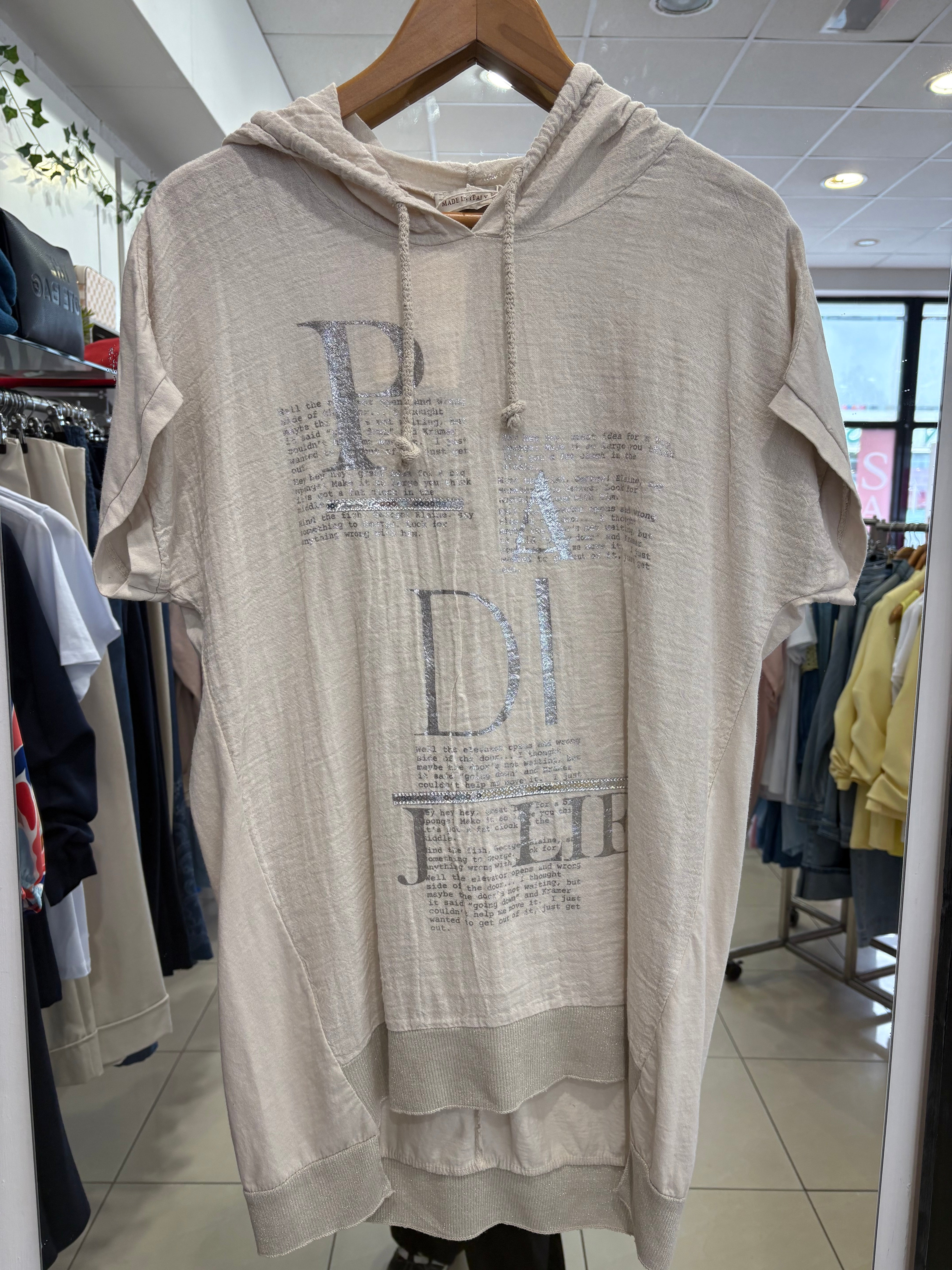 MADE IN ITALY SHORT SLEEVE HOODED SHIRT 1698