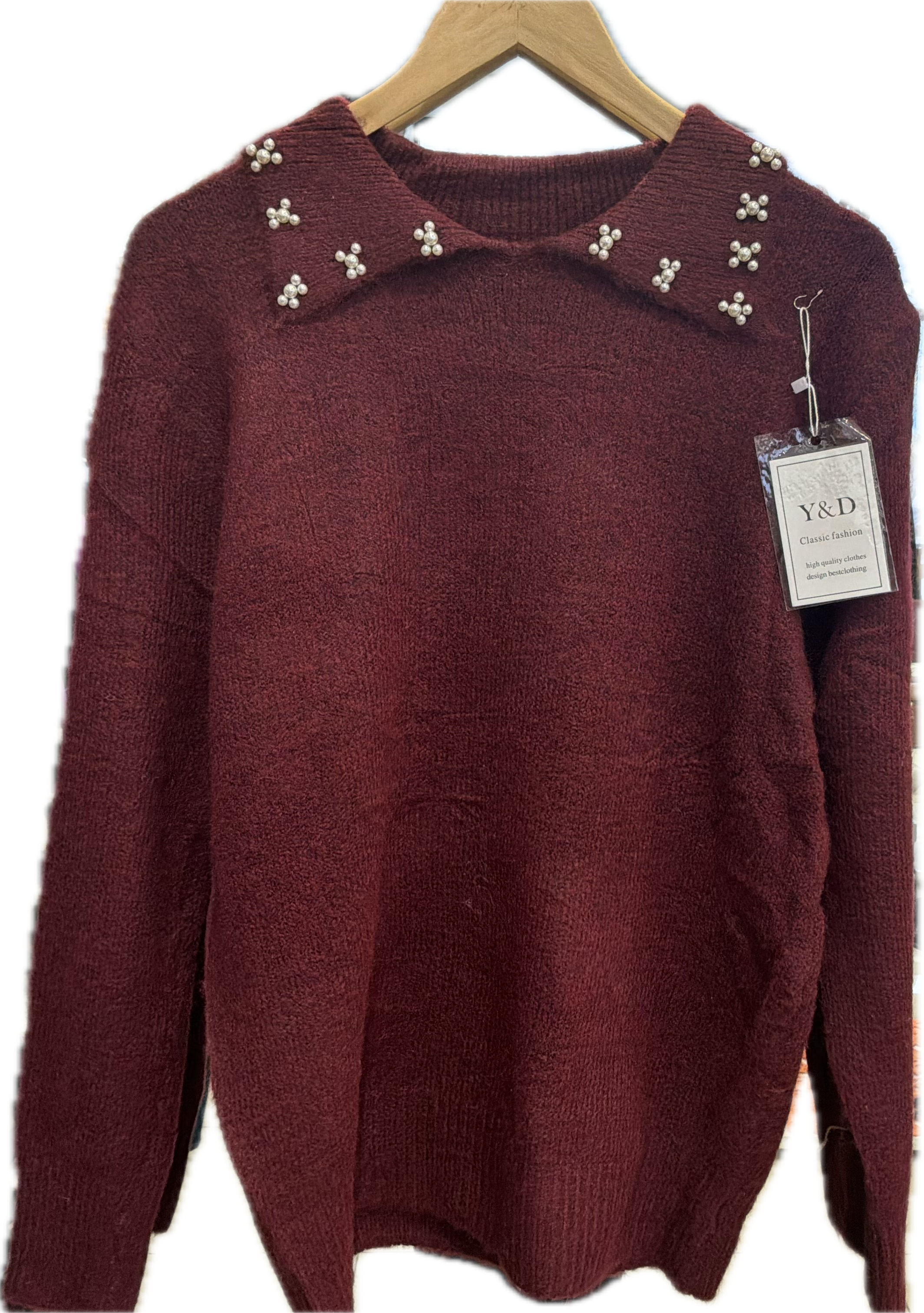 Y & D KNIT JUMPER WITH PEARLS 2233