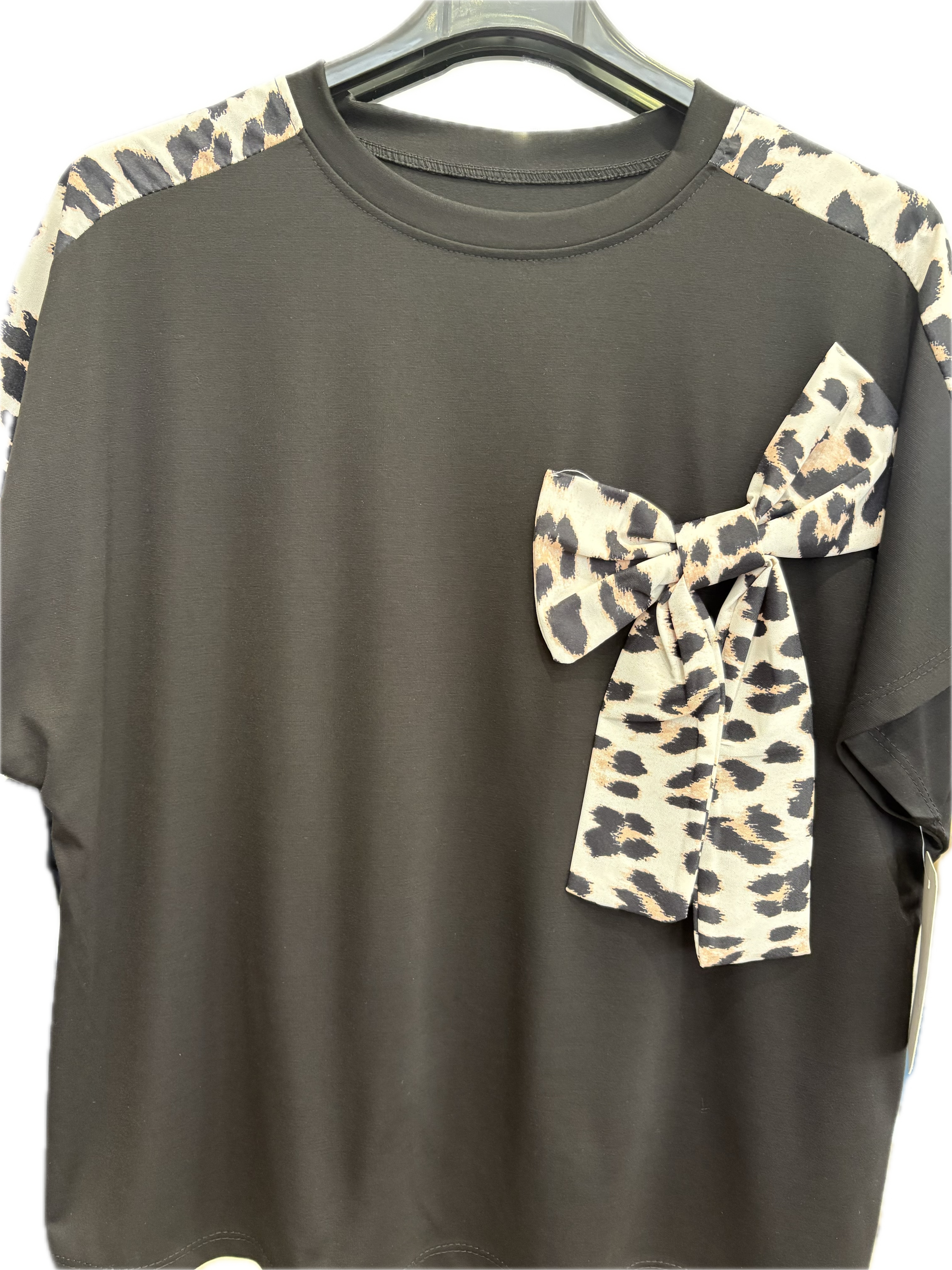 FORYMA LEOPARD BOW TIE TSHIRT 0687