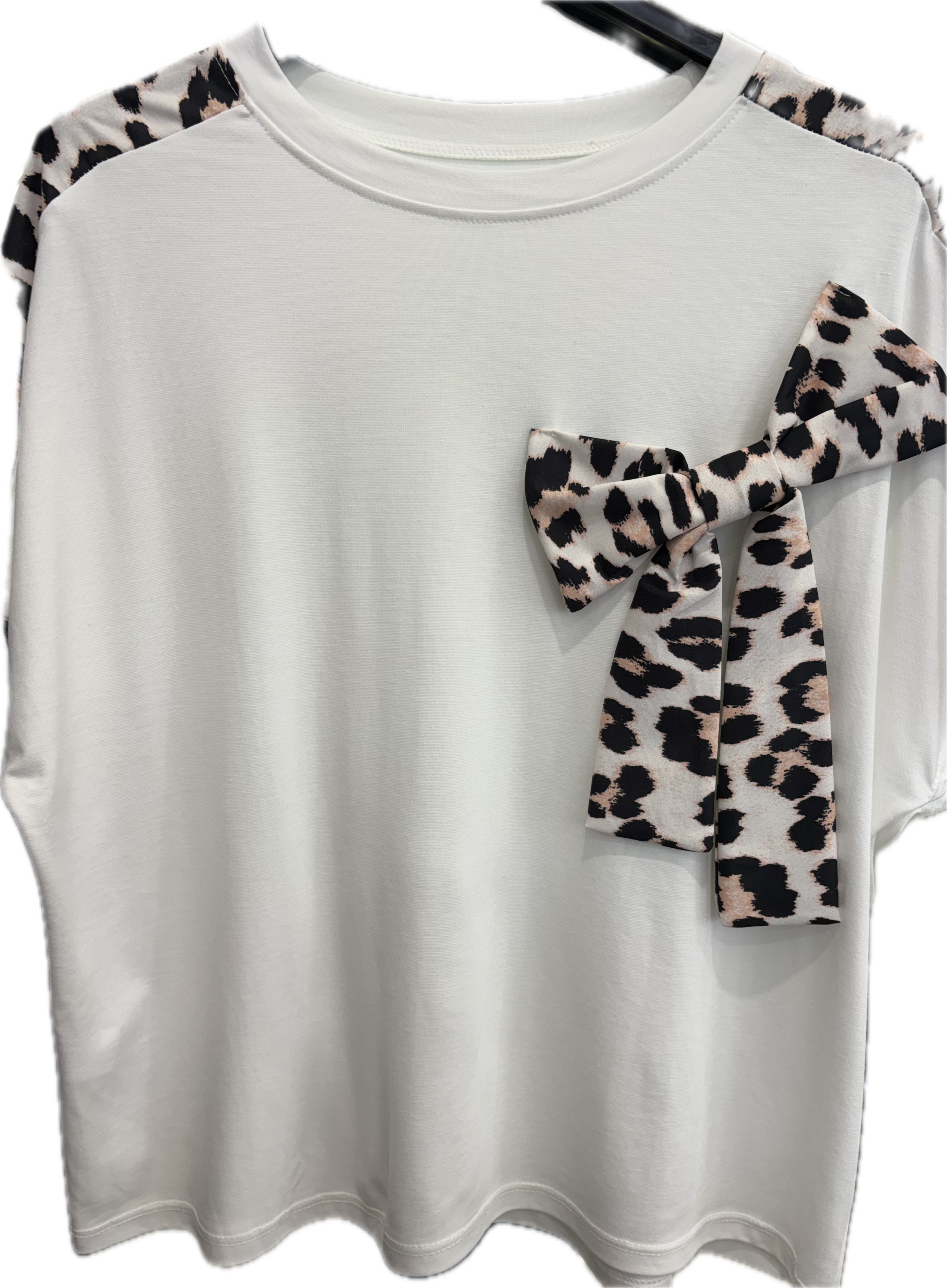 FORYMA LEOPARD BOW TIE TSHIRT 0687