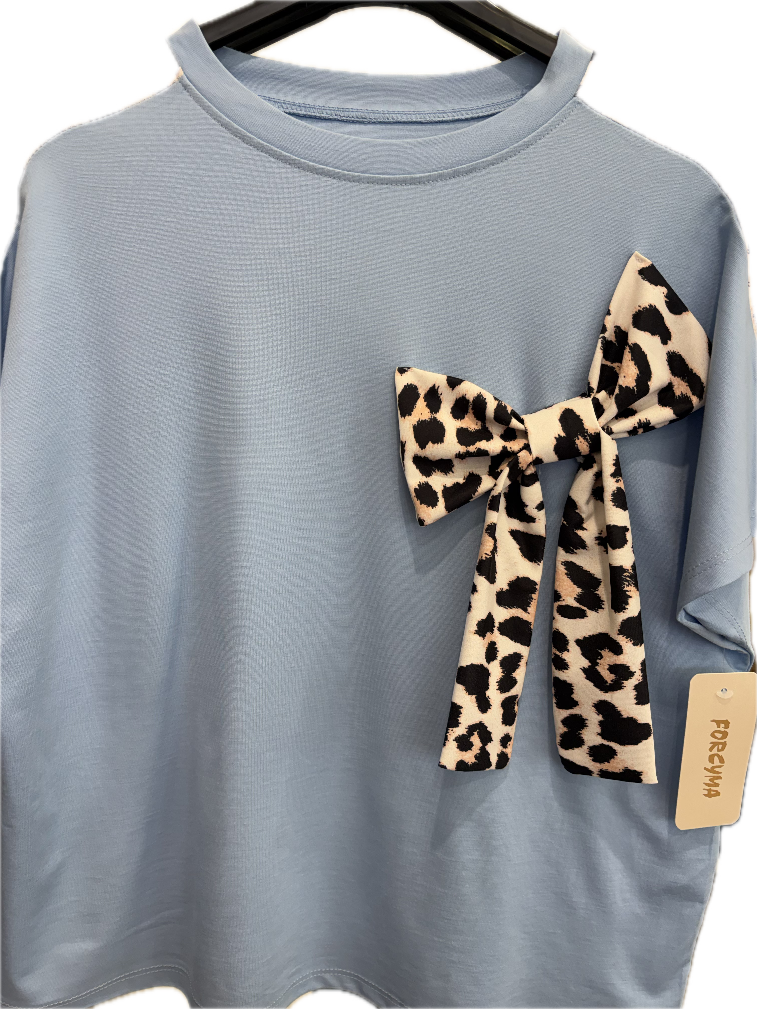 FORYMA LEOPARD BOW TIE TSHIRT 0687