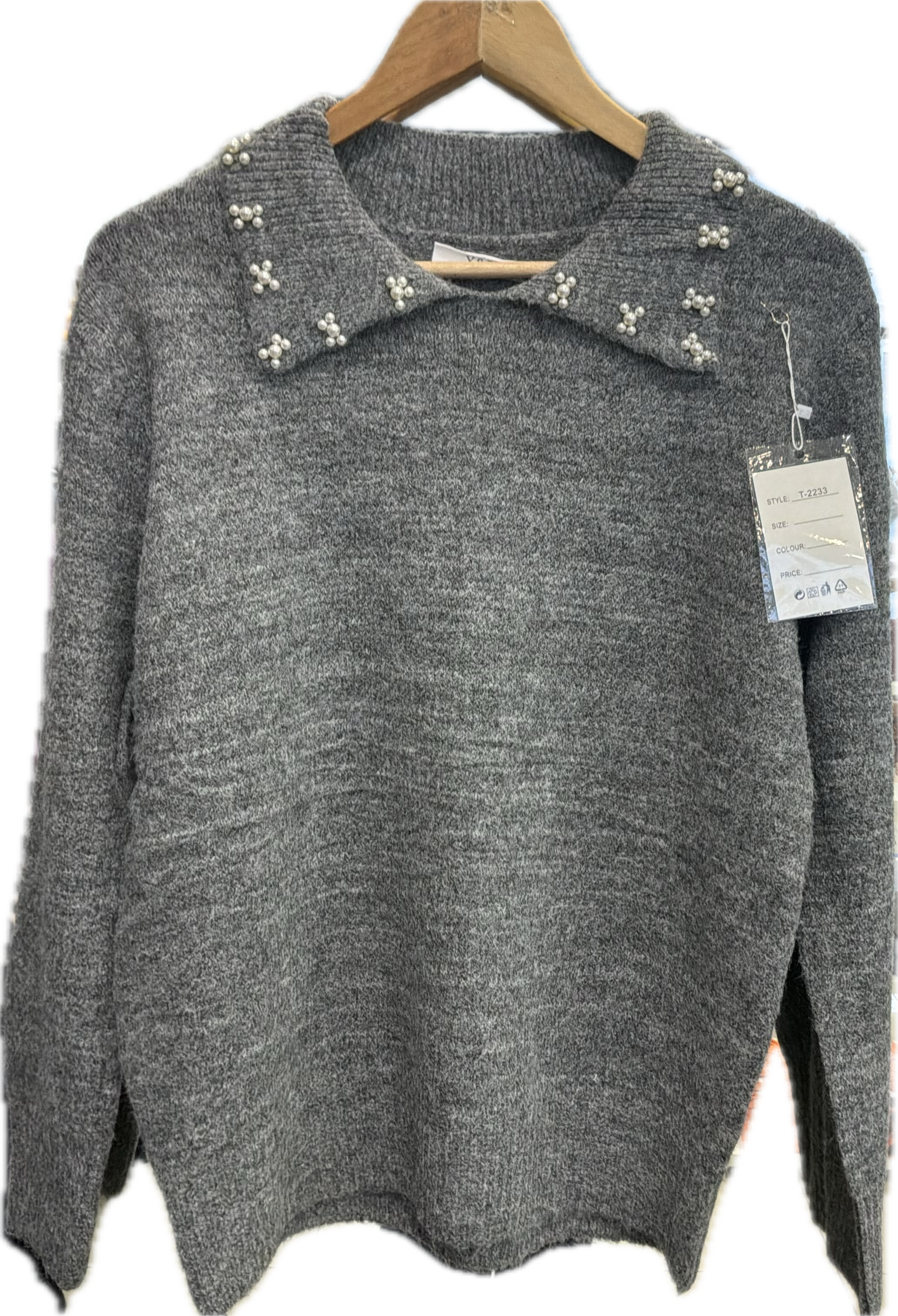 Y & D KNIT JUMPER WITH PEARLS 2233