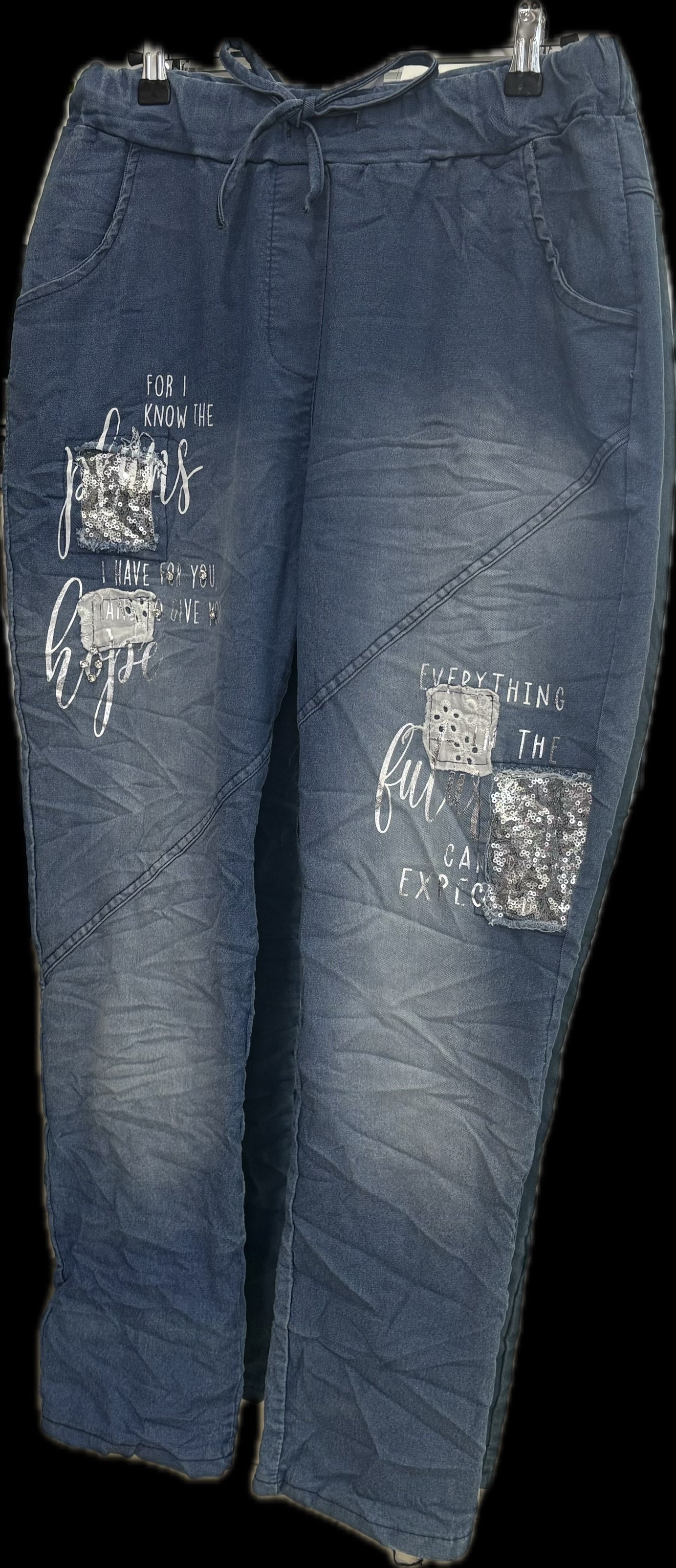 SEQUIN PATCH DENIM JEANS 3532