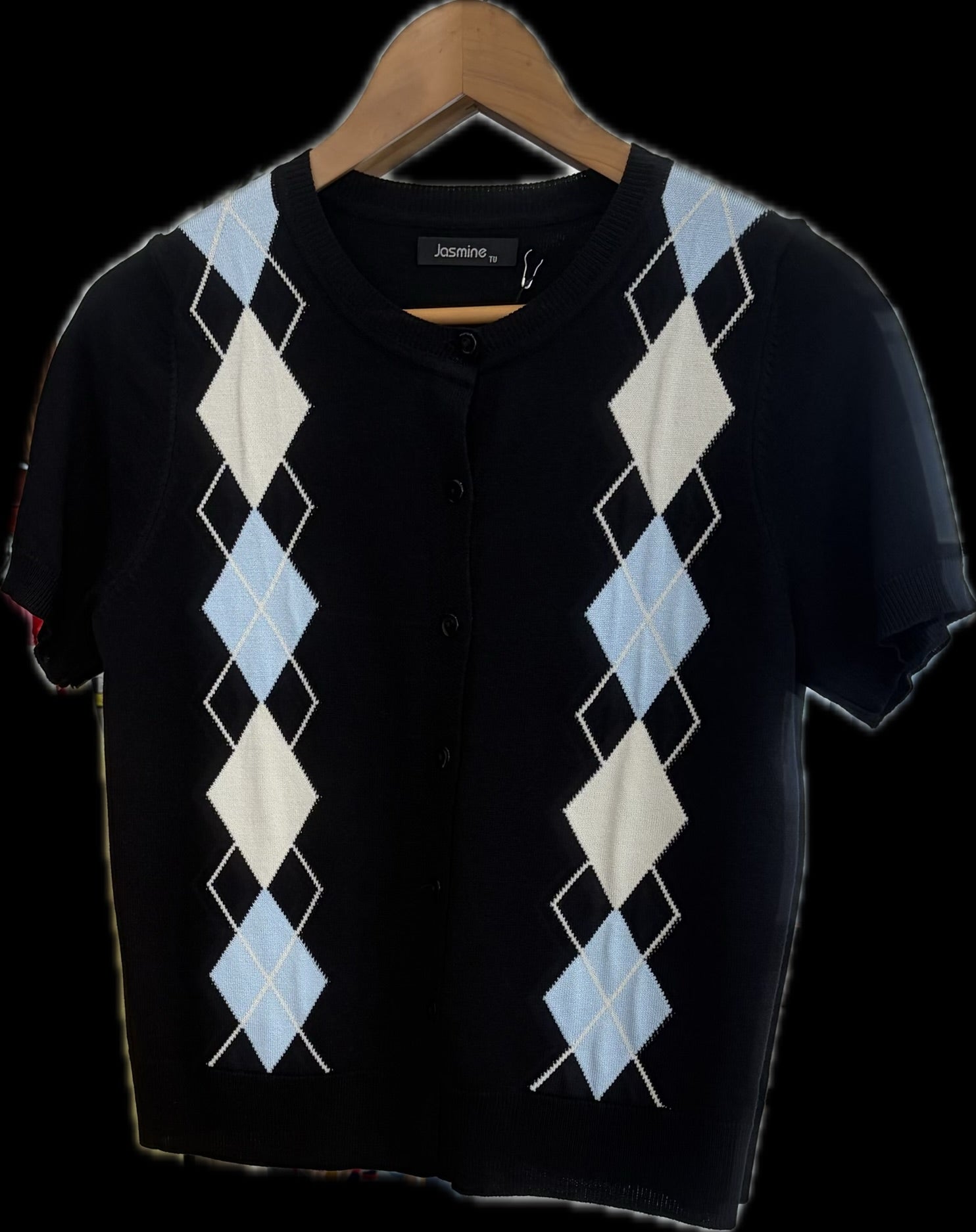 CHECKERED PRINT BUTTON UP TOP 8770