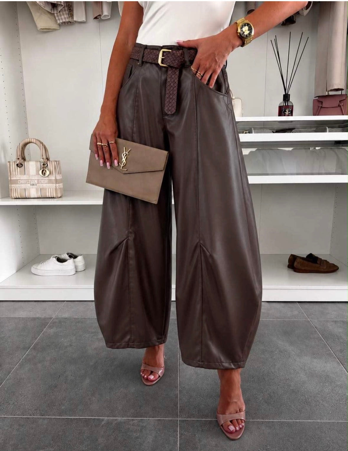 FORCYMA PU BALLOON TROUSER 0037