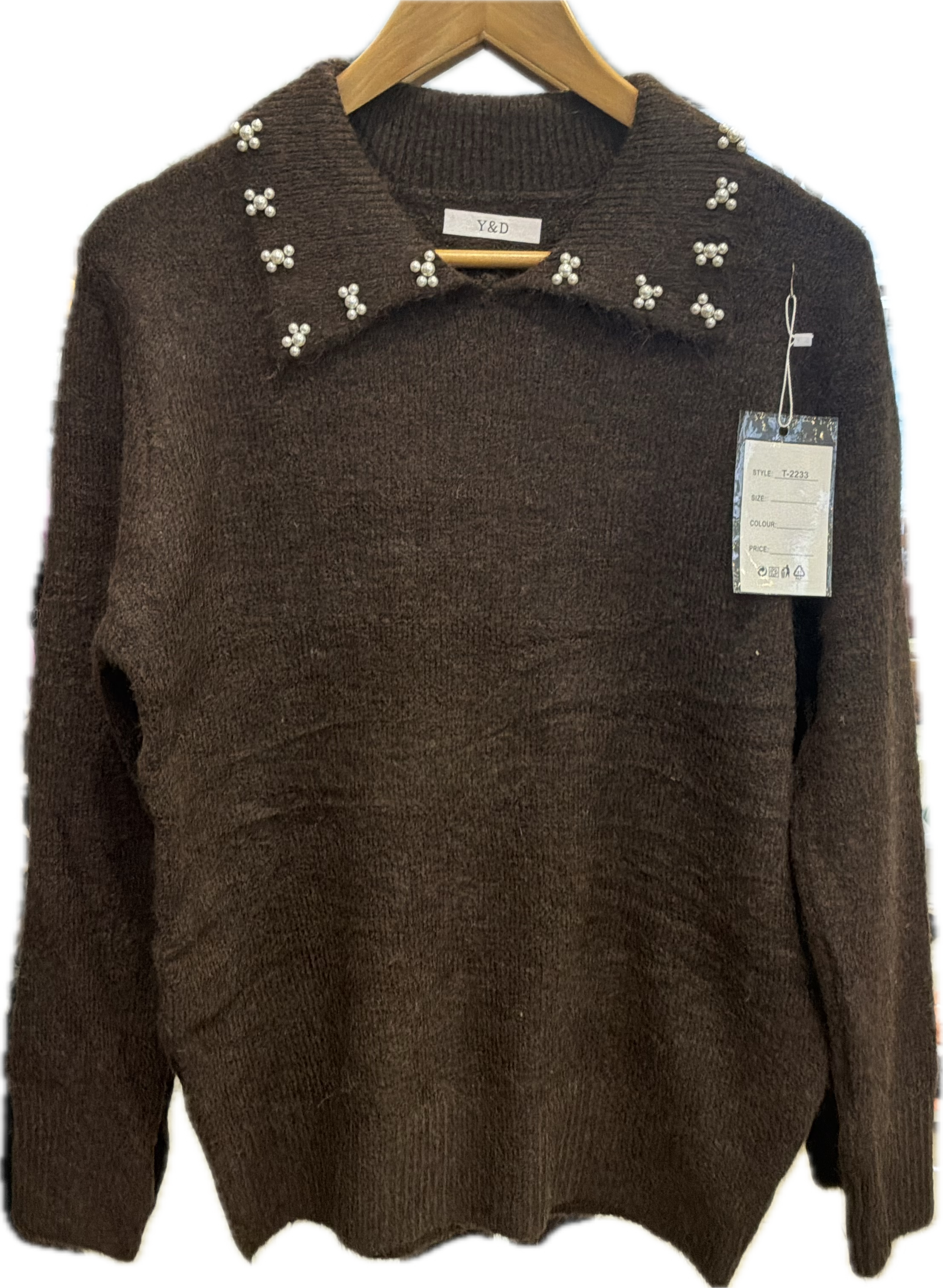 Y & D KNIT JUMPER WITH PEARLS 2233