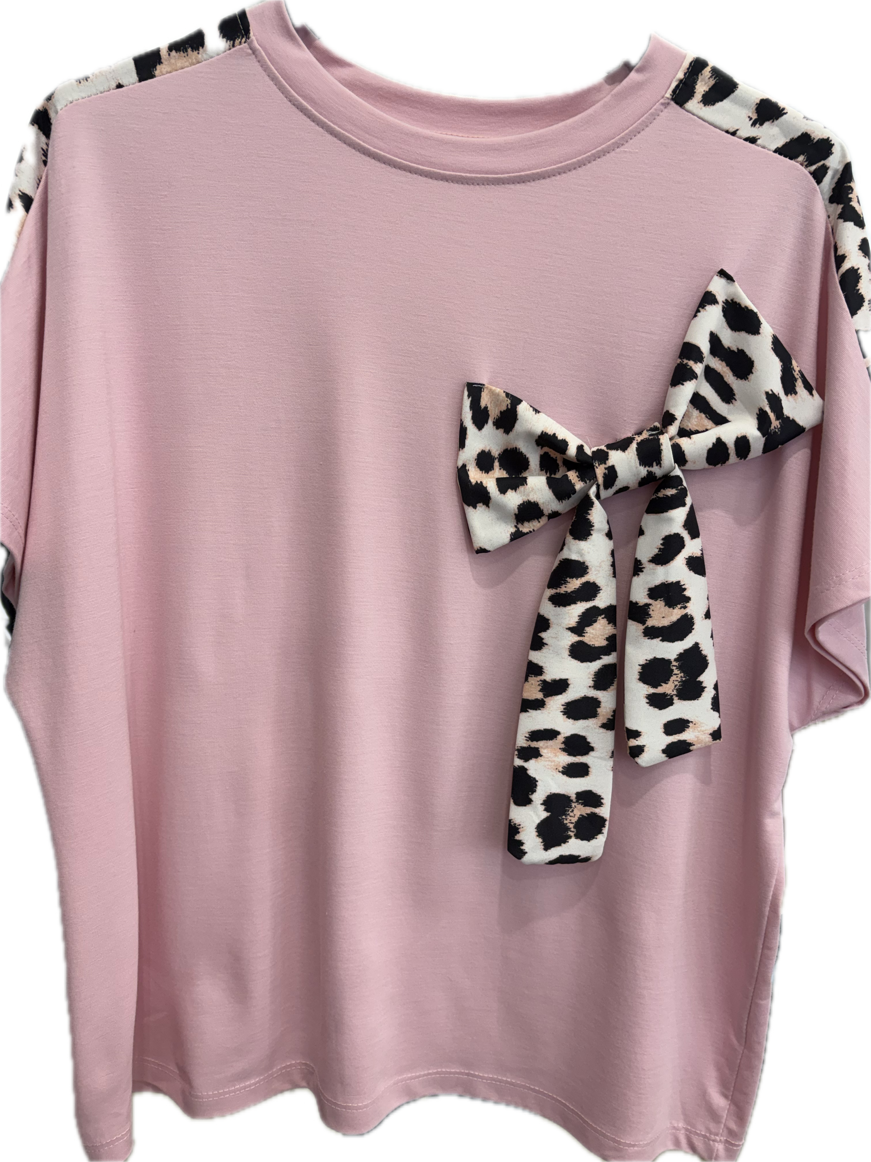 FORYMA LEOPARD BOW TIE TSHIRT 0687
